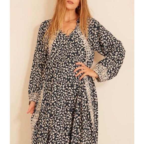 NATALIE MARTIN Fiore Short Dress Womens Small Pomegranate Blue Floral Print - Picture 2 of 16